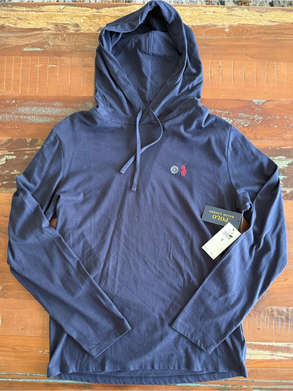 Polo by Ralph Lauren Men's Navy Hooded Long-Sleeve T Shirt! NWTS!  S